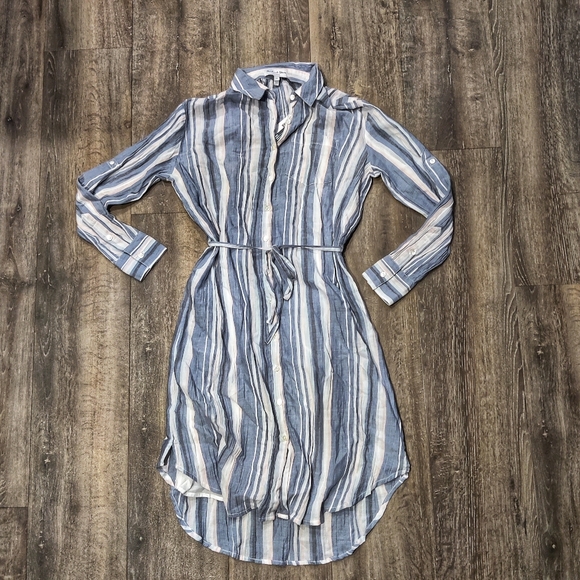 *NWT* Michael Stars Striped Vita Midi Shirt Dress - Picture 2 of 6